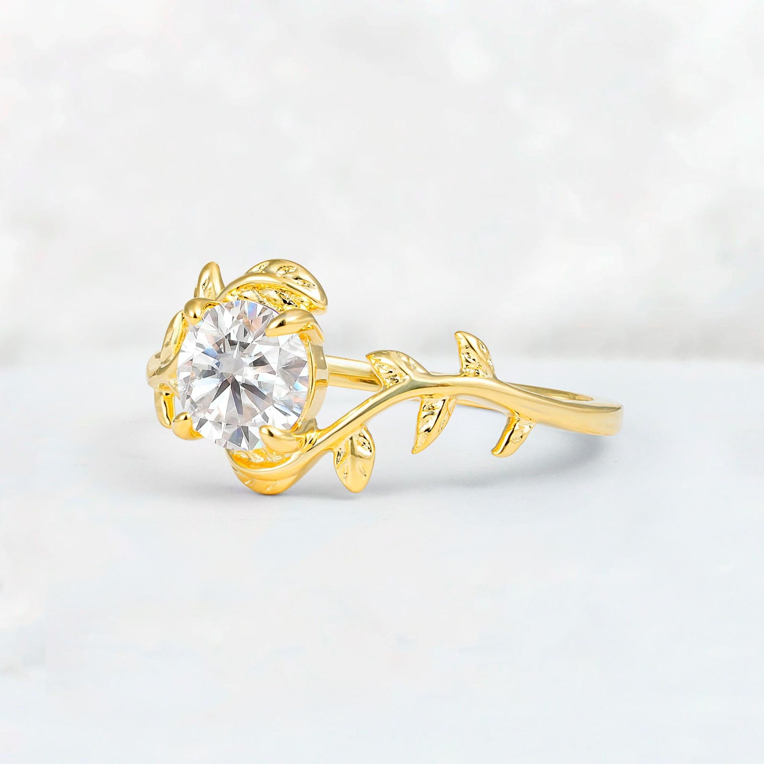 Round Cut Nature-Inspired Moissanite Solitaire Engagement Ring - Additional view
