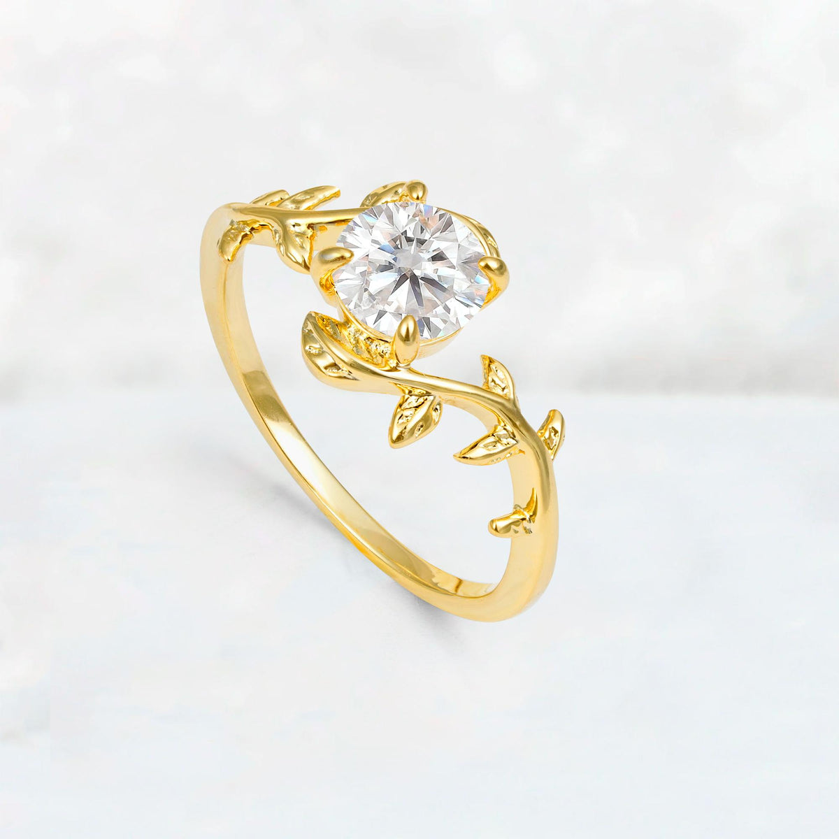 Round Cut Nature-Inspired Moissanite Solitaire Engagement Ring - Additional view