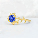 Round Cut Nature-Inspired Sapphire Solitaire Engagement Ring - Additional view