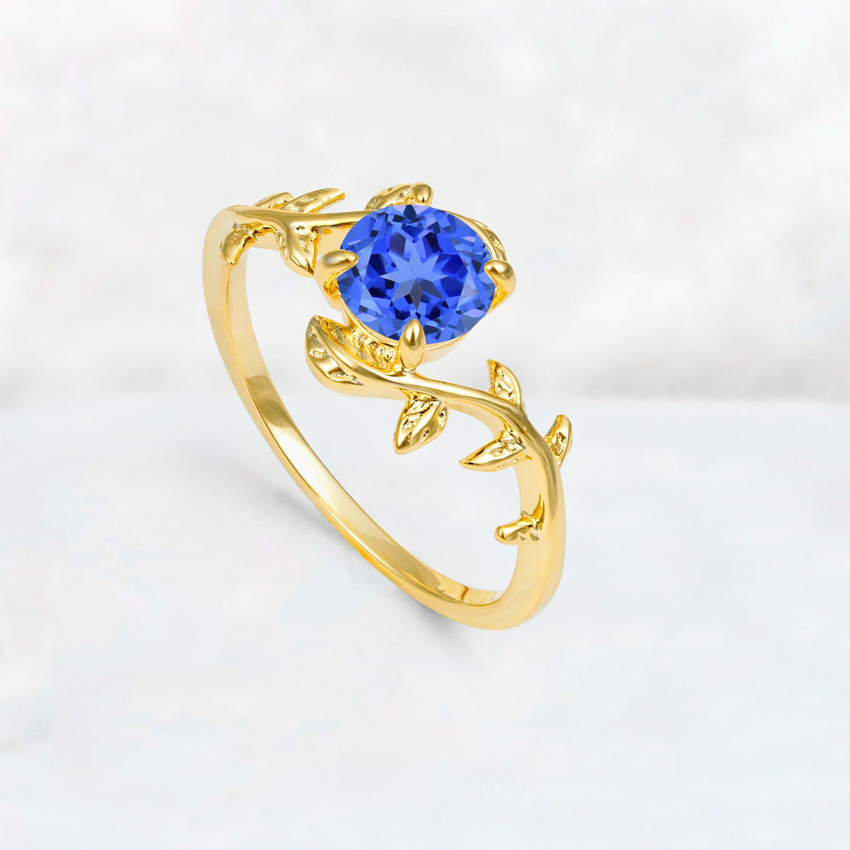 Round Cut Nature-Inspired Sapphire Solitaire Engagement Ring - Additional view