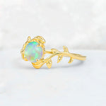 Round Cut Nature-Inspired Fire Opal Solitaire Engagement Ring - Additional view