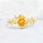 Round Cut Nature-Inspired Citrine Solitaire Engagement Ring - Additional view