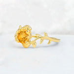 Round Cut Nature-Inspired Citrine Solitaire Engagement Ring - Additional view