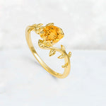 Round Cut Nature-Inspired Citrine Solitaire Engagement Ring - Additional view