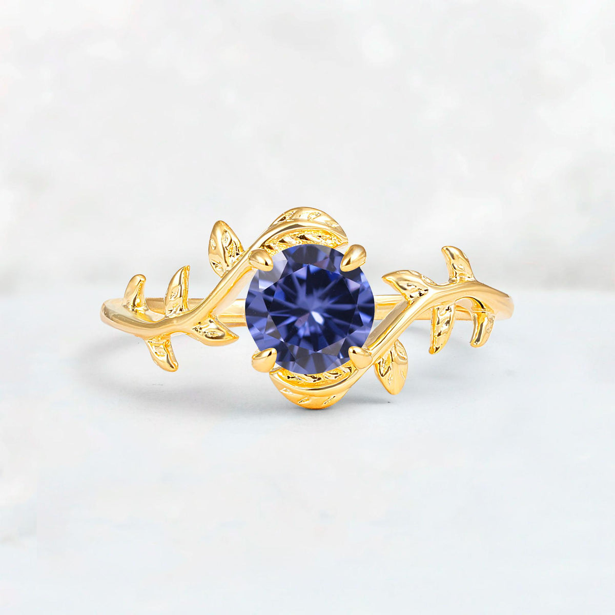 Round Cut Nature-Inspired Tanzanite Solitaire Engagement Ring - Additional view