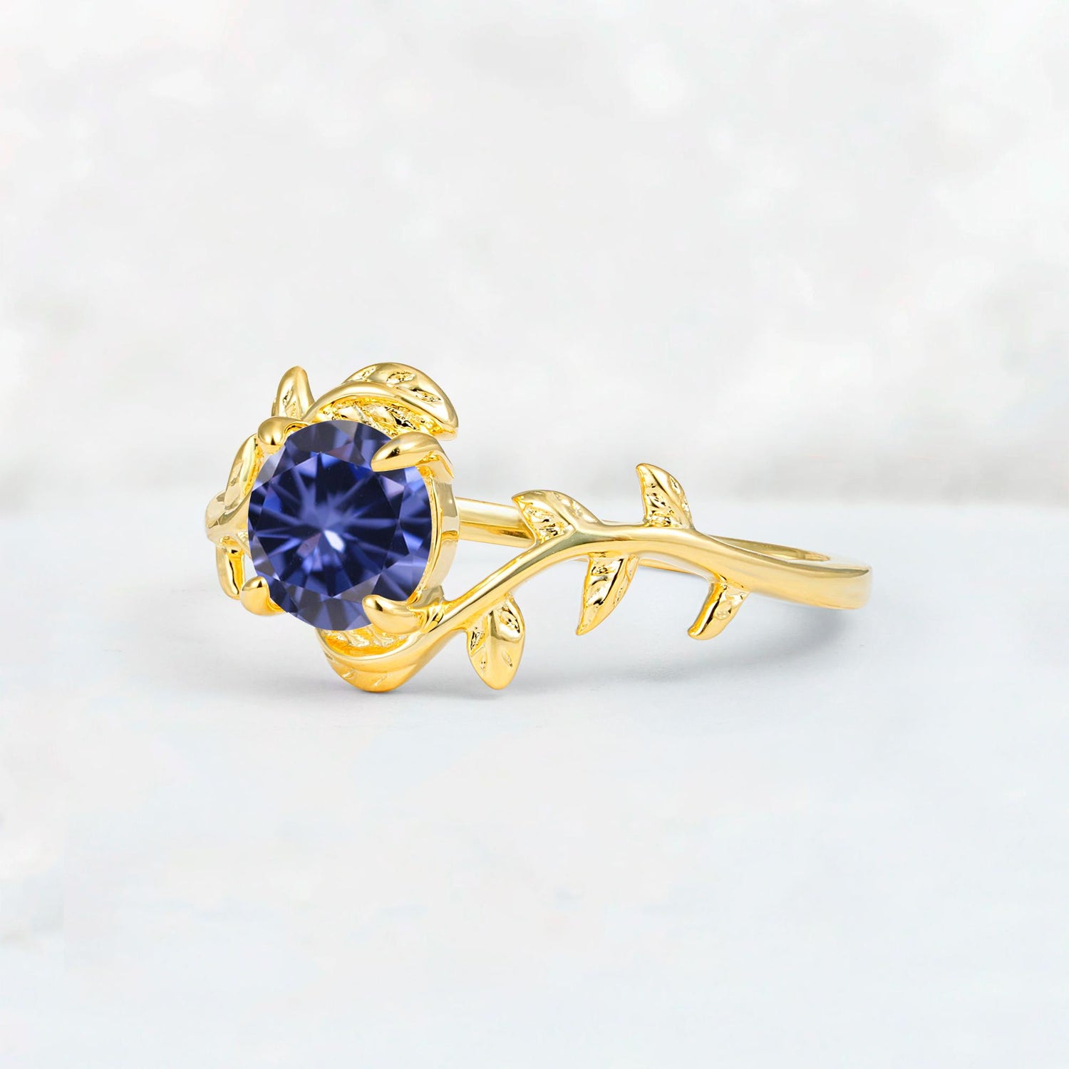 Round Cut Nature-Inspired Tanzanite Solitaire Engagement Ring - Additional view