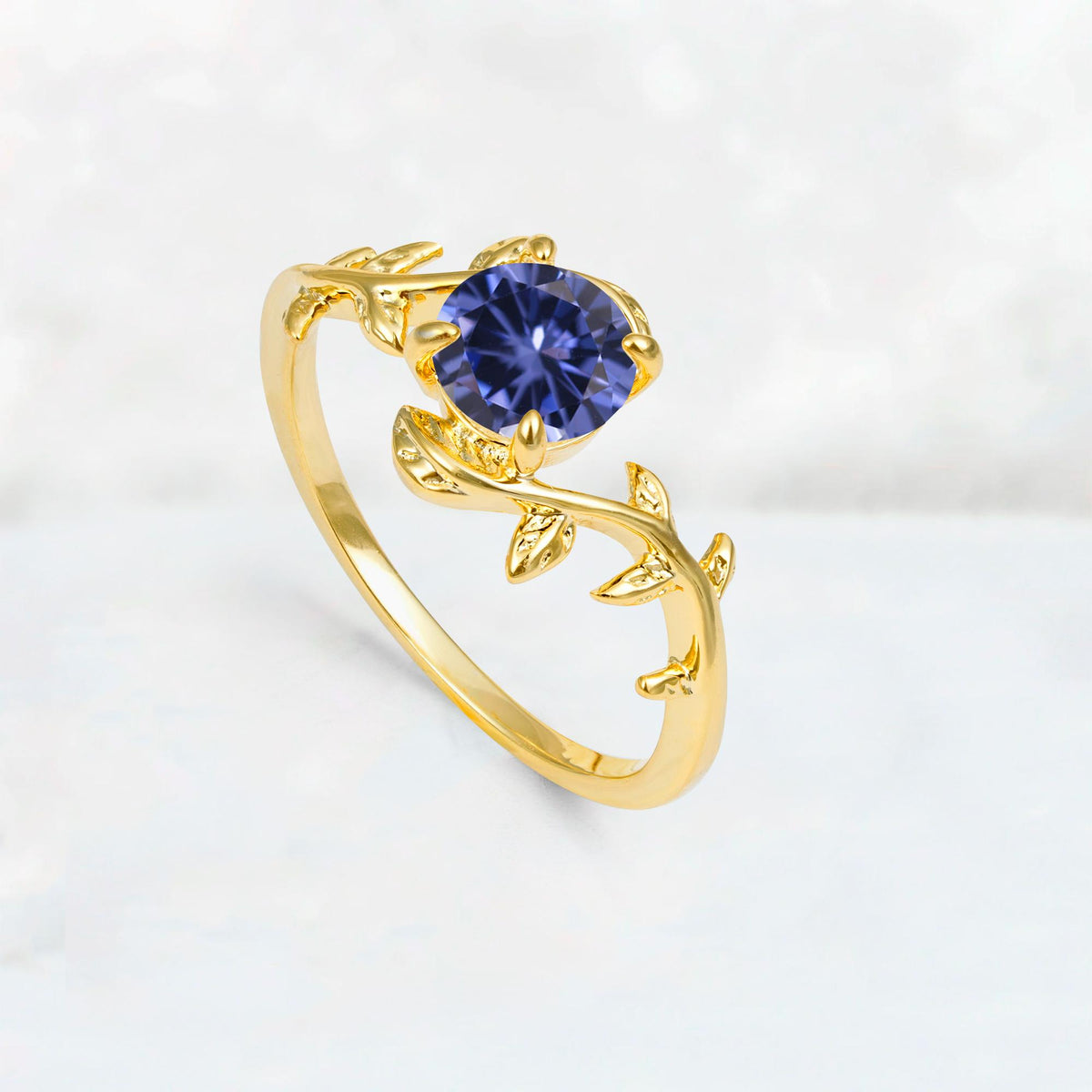 Round Cut Nature-Inspired Tanzanite Solitaire Engagement Ring - Additional view