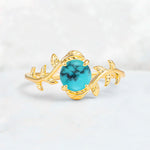 Round Cut Nature-Inspired Turquoise Solitaire Engagement Ring - Additional view
