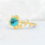 Round Cut Nature-Inspired Turquoise Solitaire Engagement Ring - Additional view