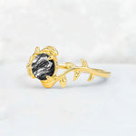 Round Cut Nature-Inspired Black Rutilated Quartz Solitaire Engagement Ring - Additional view