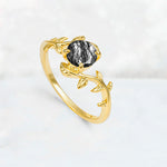 Round Cut Nature-Inspired Black Rutilated Quartz Solitaire Engagement Ring - Additional view