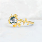 Round Cut Nature-Inspired Moss Agate Solitaire Engagement Ring - Additional view