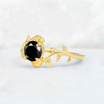Round Cut Nature-Inspired Black Onyx Solitaire Engagement Ring - Additional view