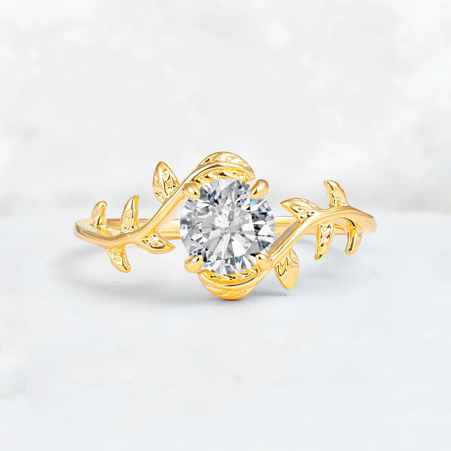 Round Cut Nature-Inspired Lab Diamond Solitaire Engagement Ring - Additional view