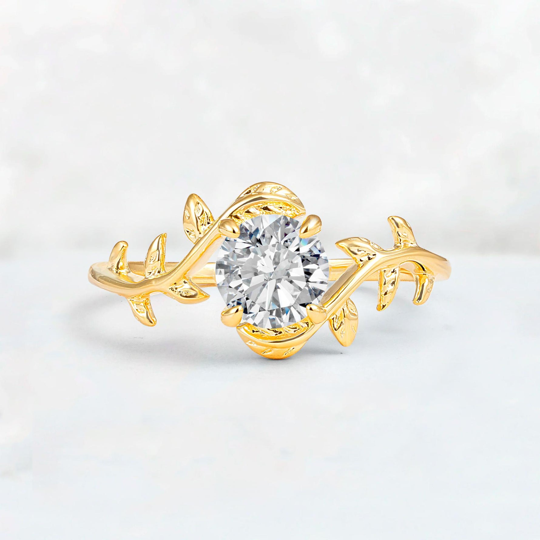 Round Cut Nature-Inspired Lab Diamond Solitaire Engagement Ring - Additional view
