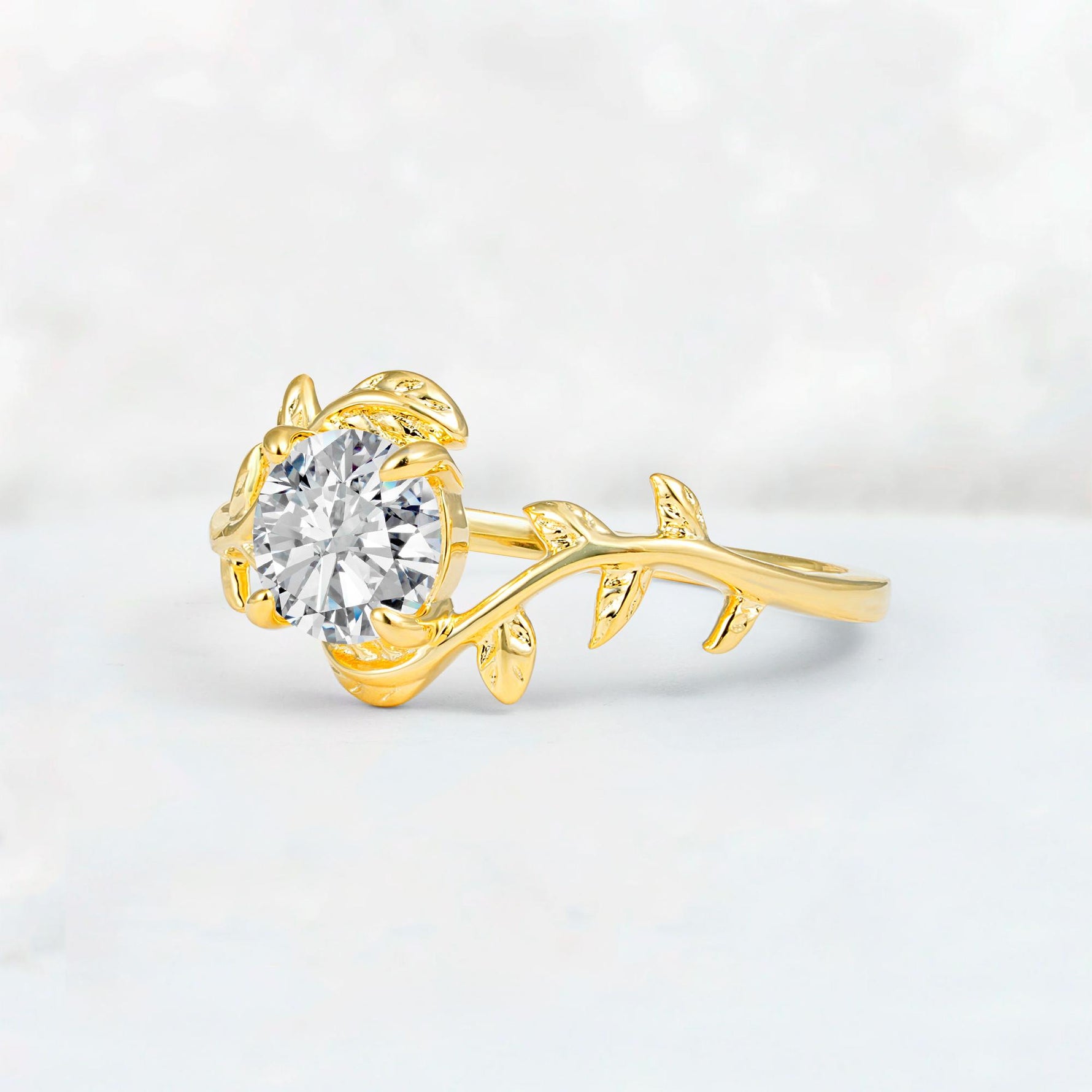 Round Cut Nature-Inspired Lab Diamond Solitaire Engagement Ring - Additional view