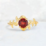 Round Cut Nature-Inspired Garnet Solitaire Engagement Ring - Additional view