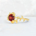 Round Cut Nature-Inspired Garnet Solitaire Engagement Ring - Additional view