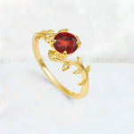 Round Cut Nature-Inspired Garnet Solitaire Engagement Ring - Additional view