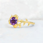 Round Cut Nature-Inspired Amethyst Solitaire Engagement Ring - Additional view