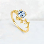 Round Cut Nature-Inspired Aquamarine Solitaire Engagement Ring - Additional view