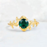 Round Cut Nature-Inspired Emerald Solitaire Engagement Ring - Additional view