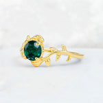 Round Cut Nature-Inspired Emerald Solitaire Engagement Ring - Additional view