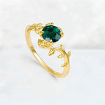 Round Cut Nature-Inspired Emerald Solitaire Engagement Ring - Additional view