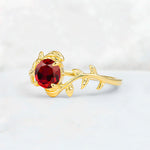 Round Cut Nature-Inspired Ruby Solitaire Engagement Ring - Additional view