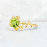 Round Cut Nature-Inspired Peridot Solitaire Engagement Ring - Additional view