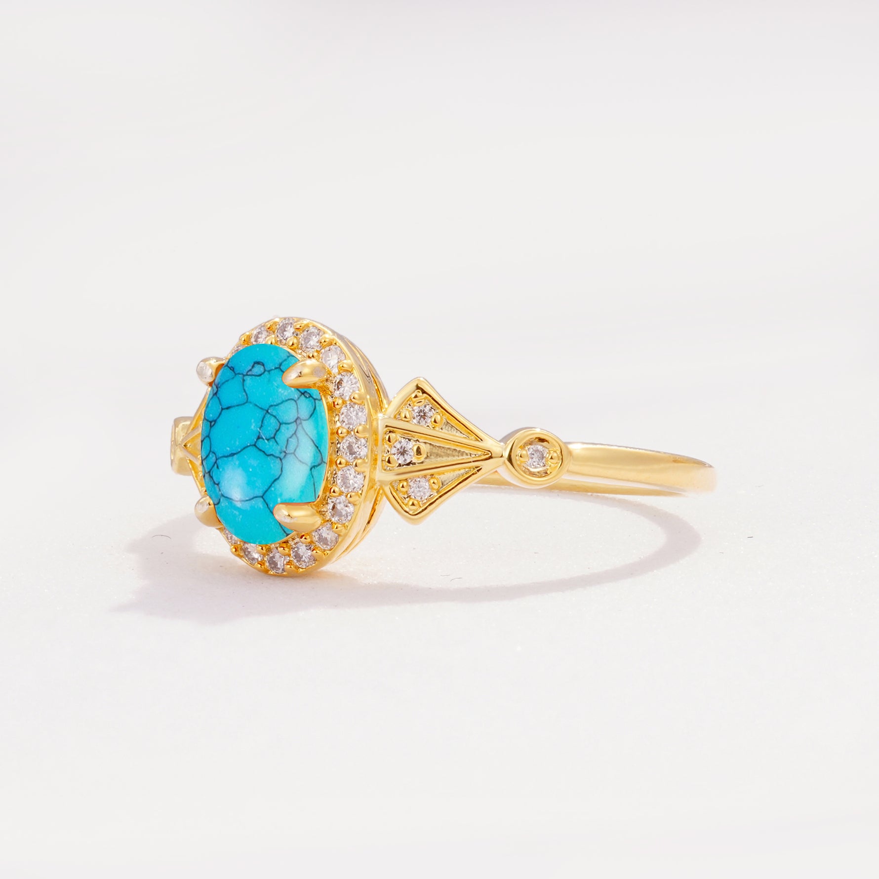 ML07052 Turquoise Ring - White-Gold