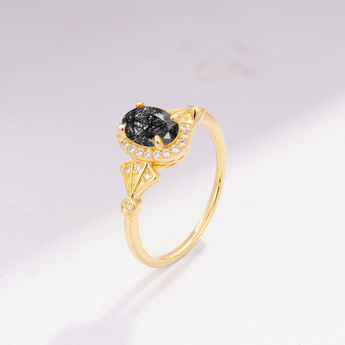 ML07052 Black Rutilated Quartz Ring - Additional view