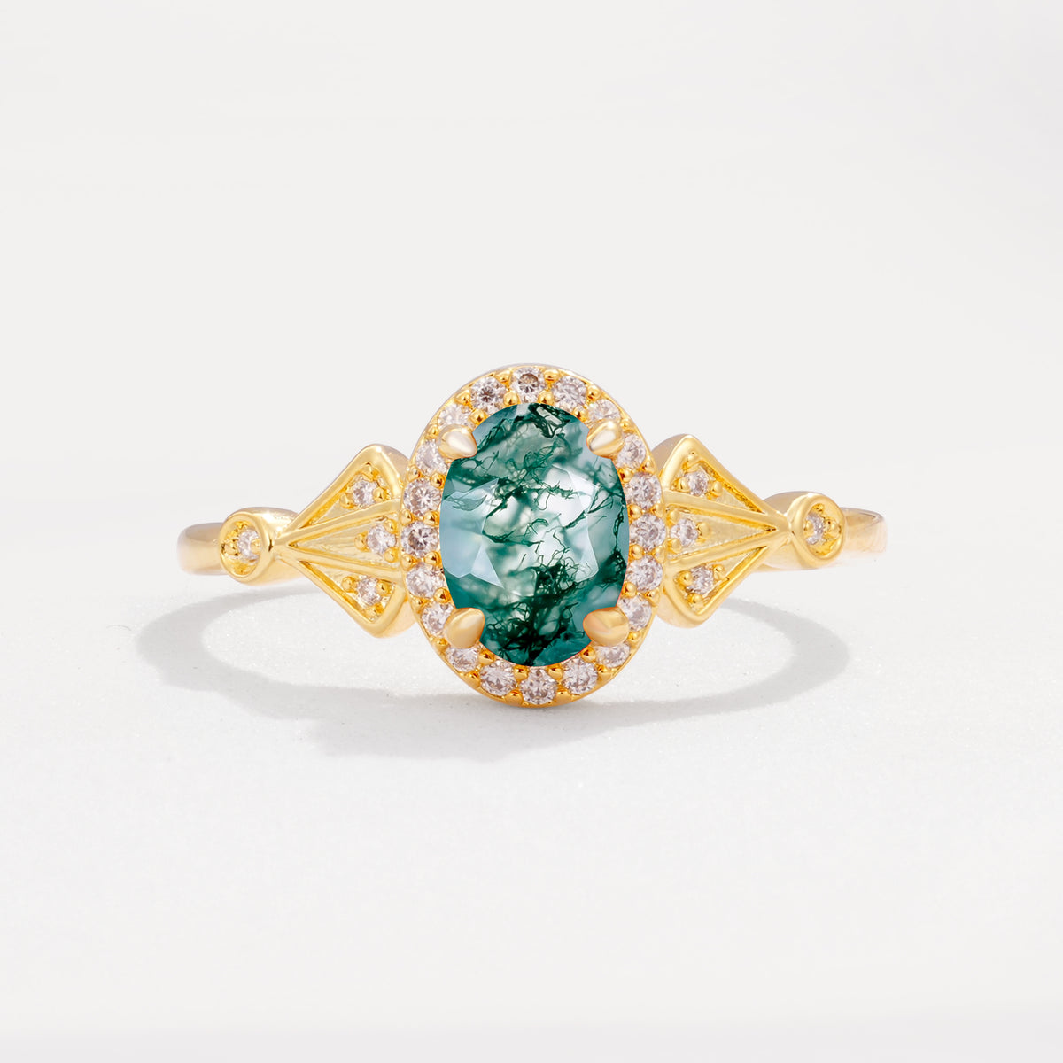 ML07052 Moss Agate Ring - Yellow-Gold