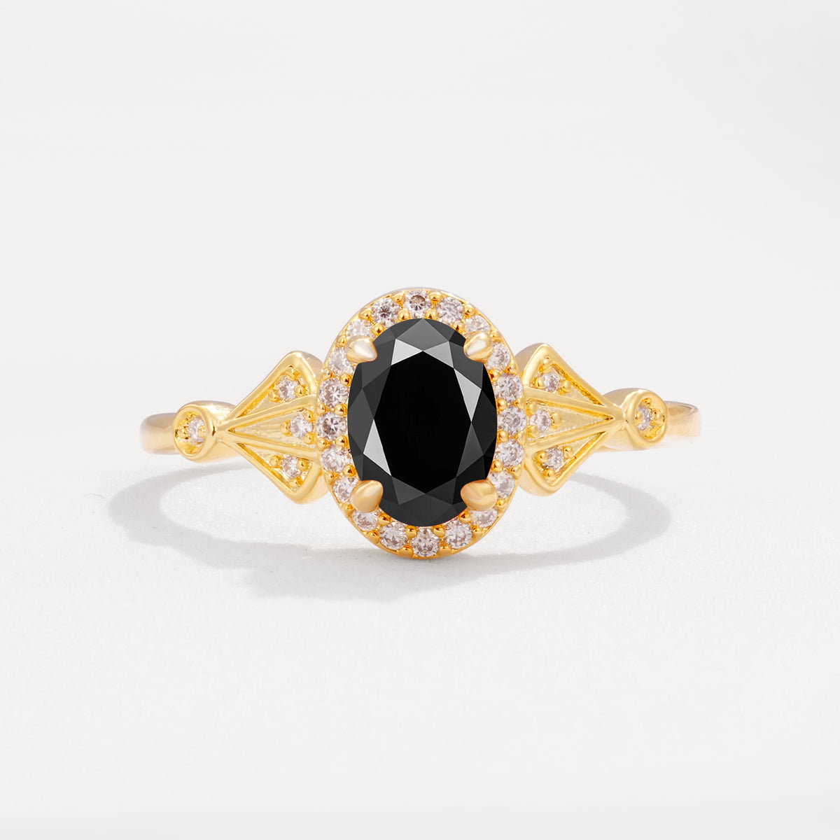 ML07052 Black Onyx Ring - Yellow-Gold