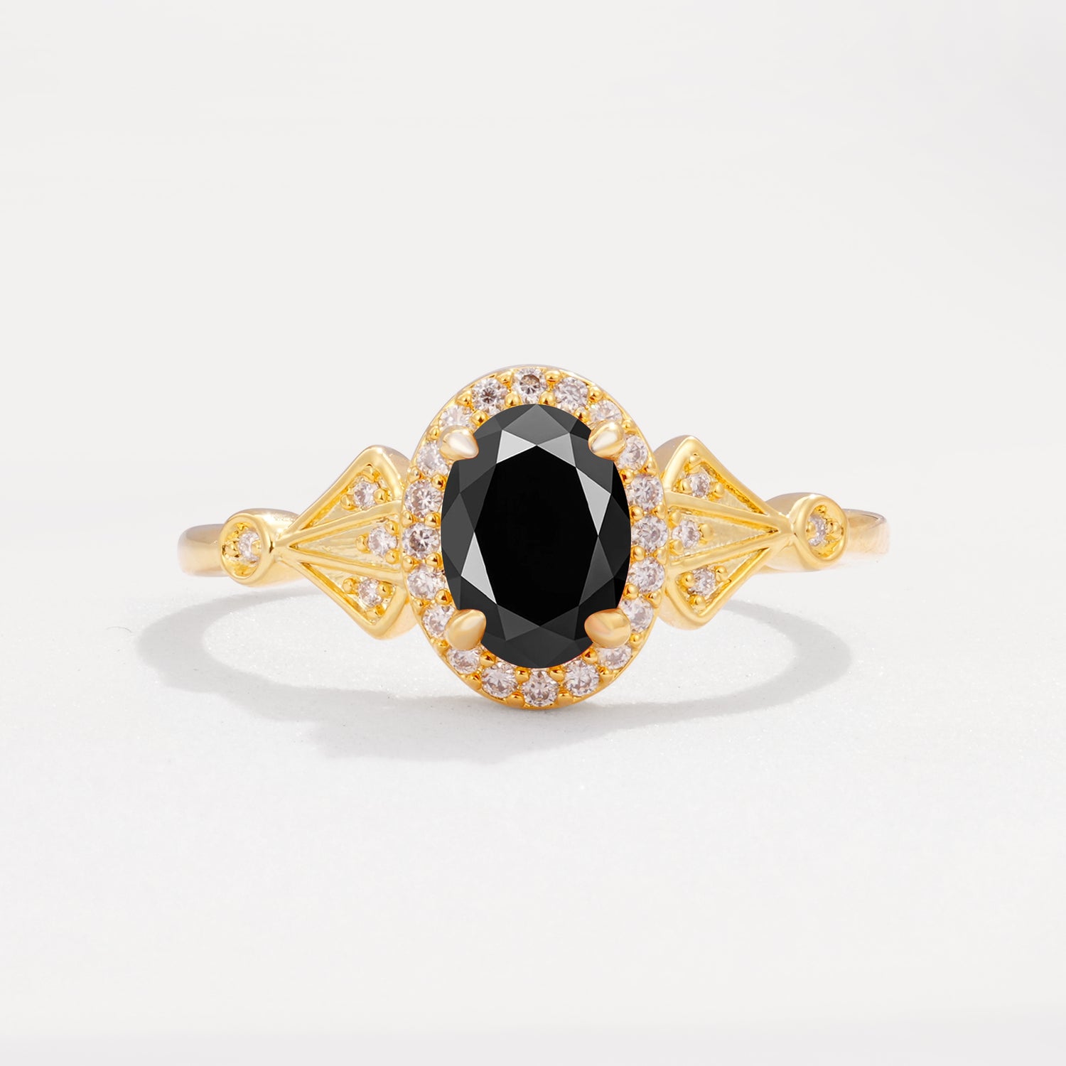 ML07052 Black Onyx Ring - Yellow-Gold