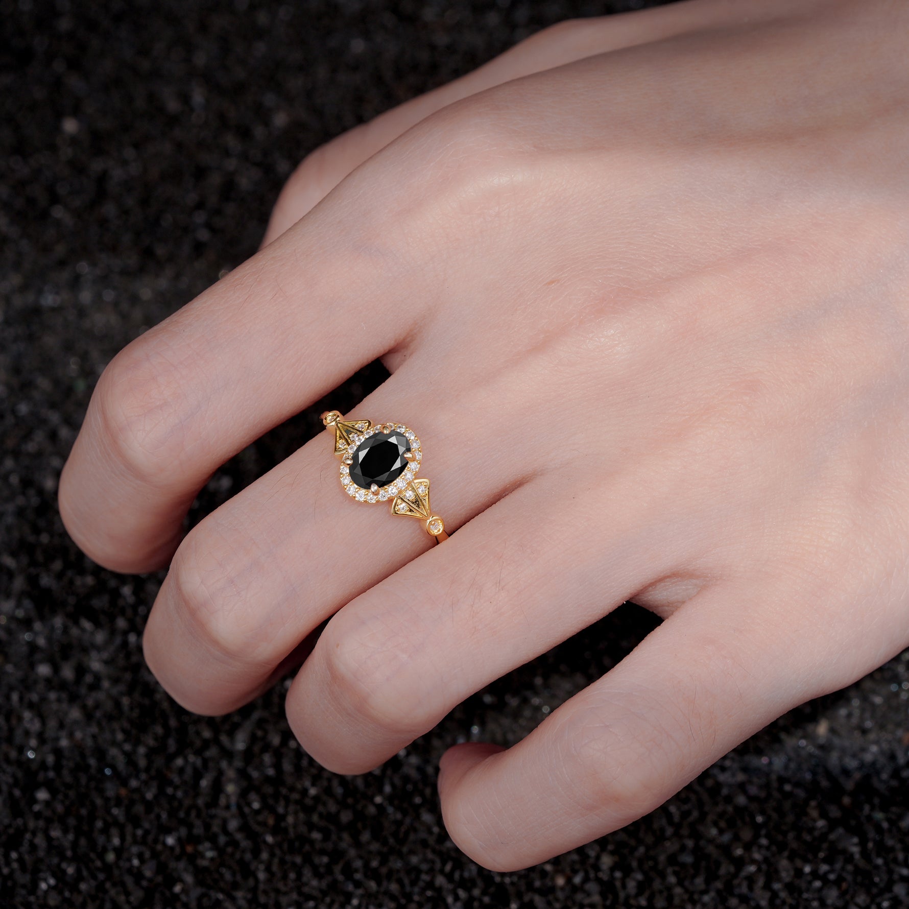 ML07052 Black Onyx Ring - Rose-Gold