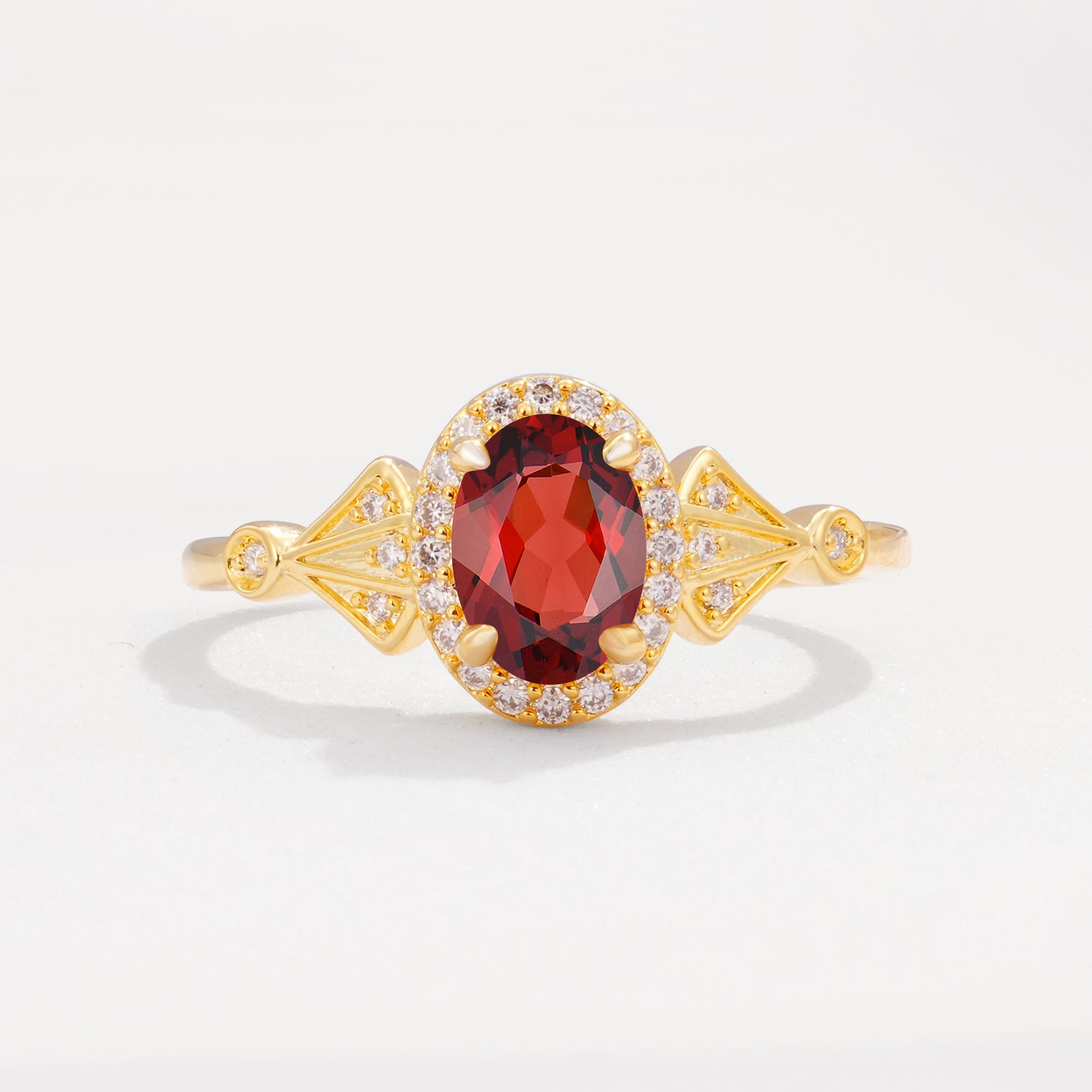 ML07052 Garnet Ring - Yellow-Gold