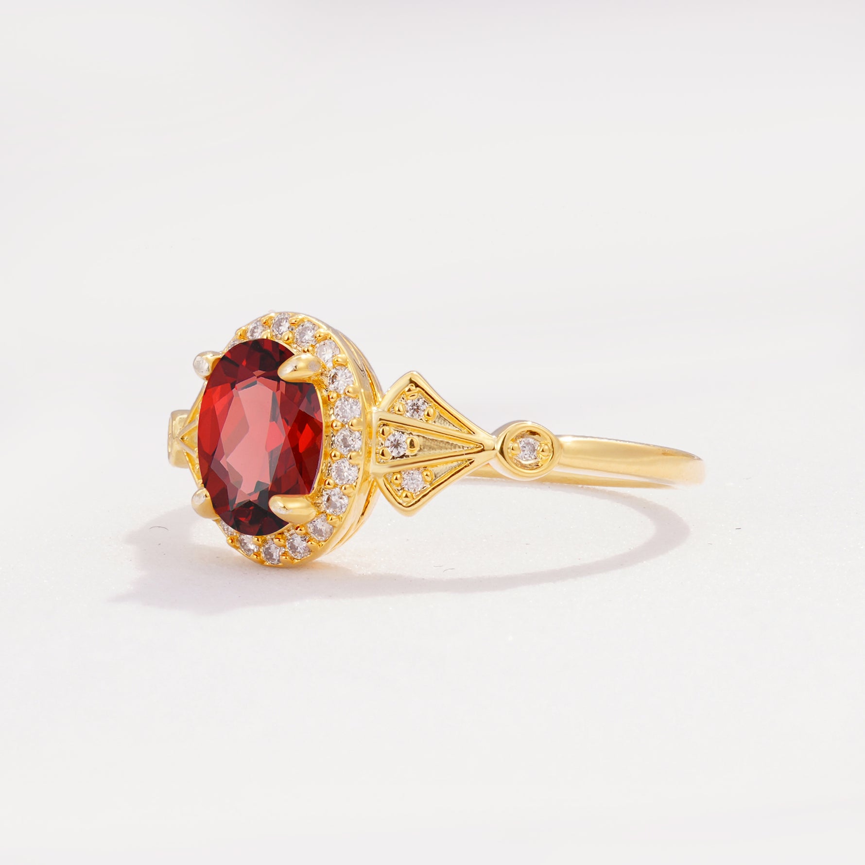ML07052 Garnet Ring - White-Gold