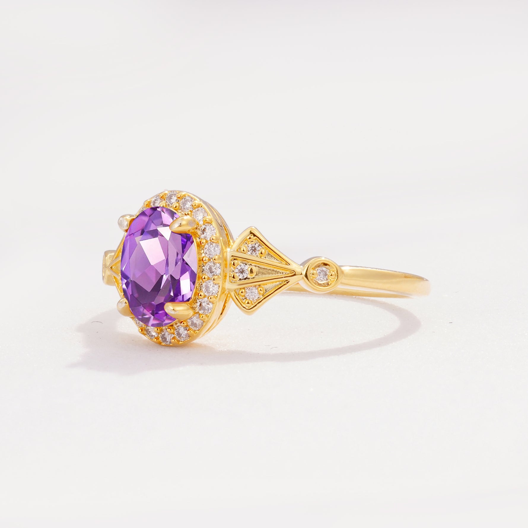 ML07052 Amethyst Ring - White-Gold