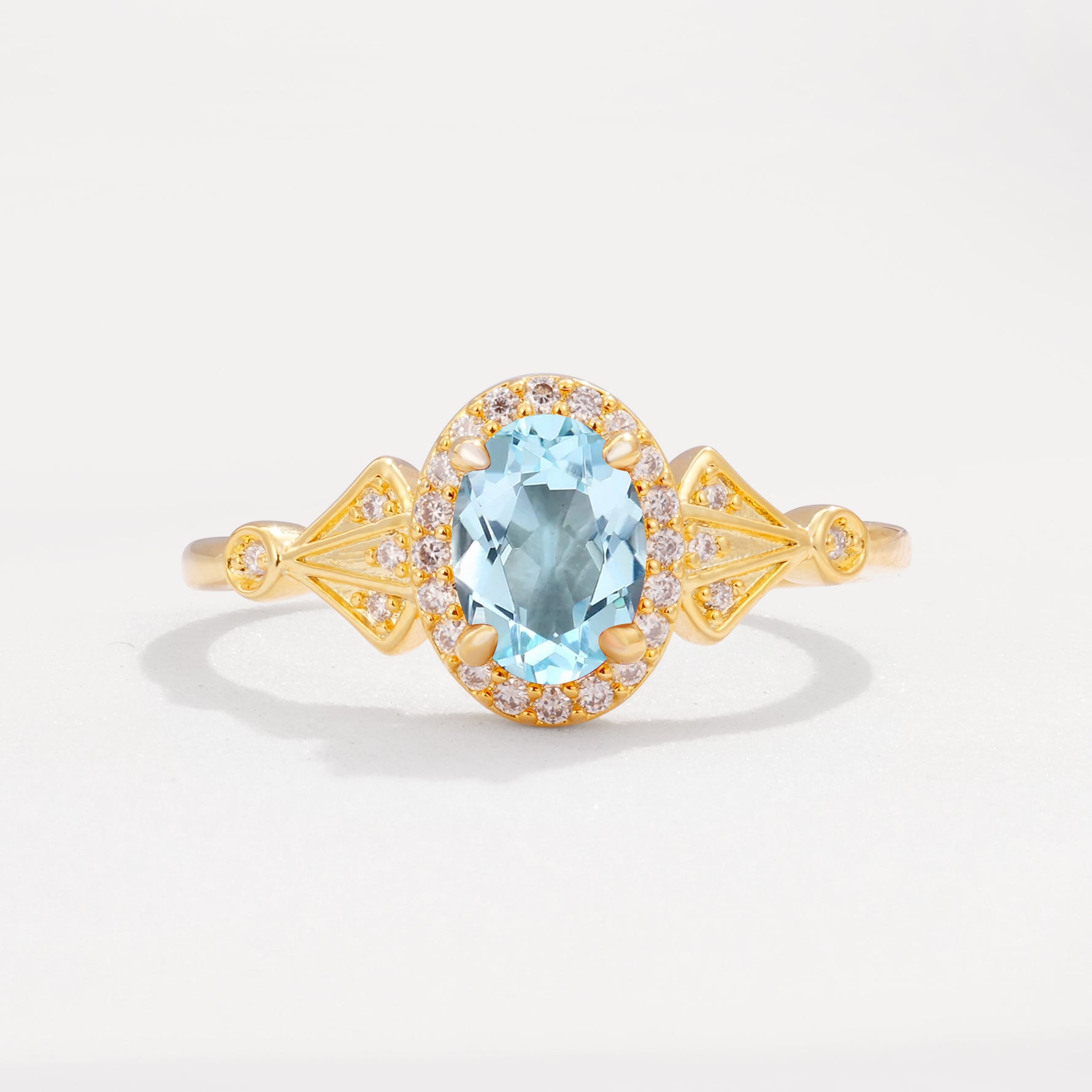 ML07052 Aquamarine Ring - Yellow-Gold