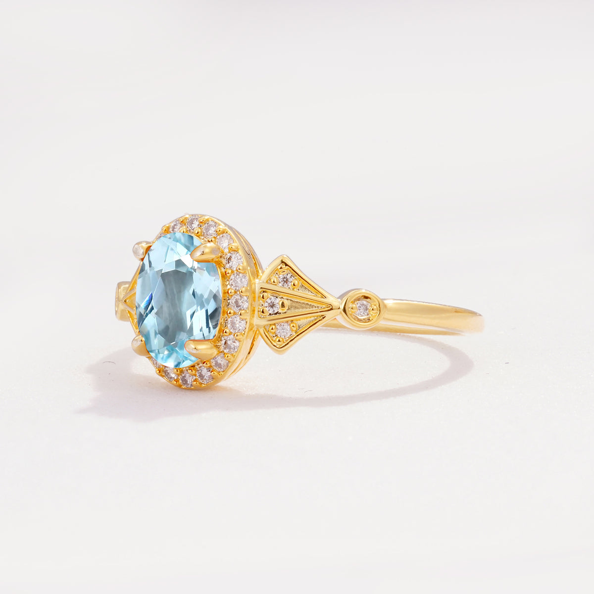 ML07052 Aquamarine Ring - White-Gold