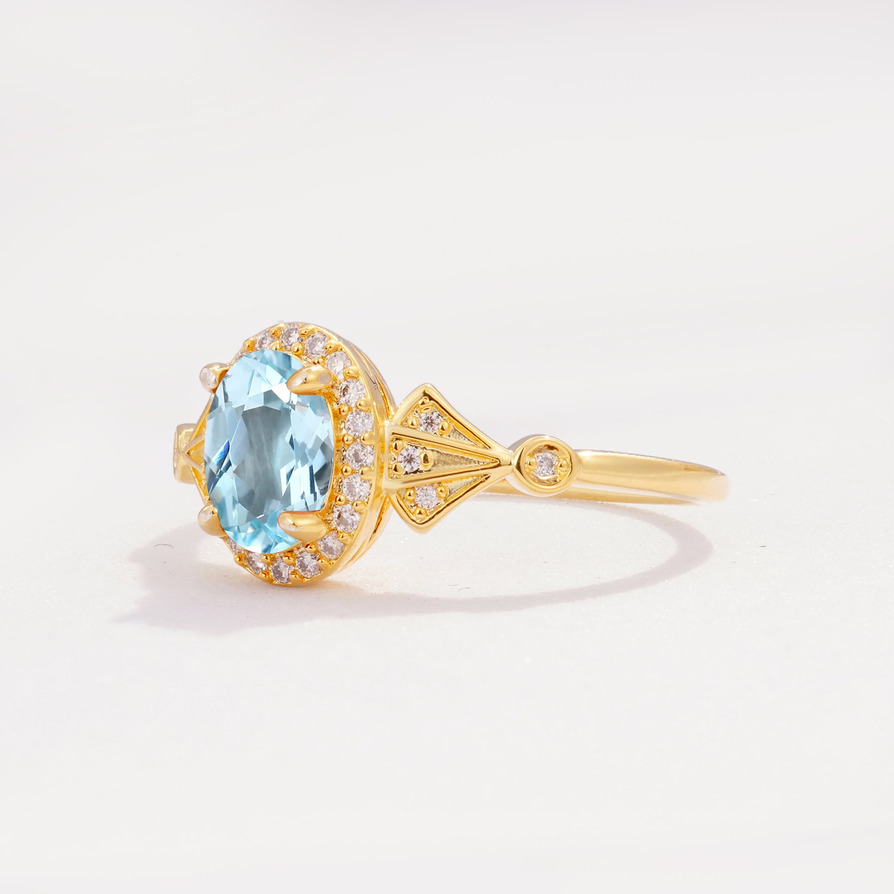 ML07052 Aquamarine Ring - White-Gold