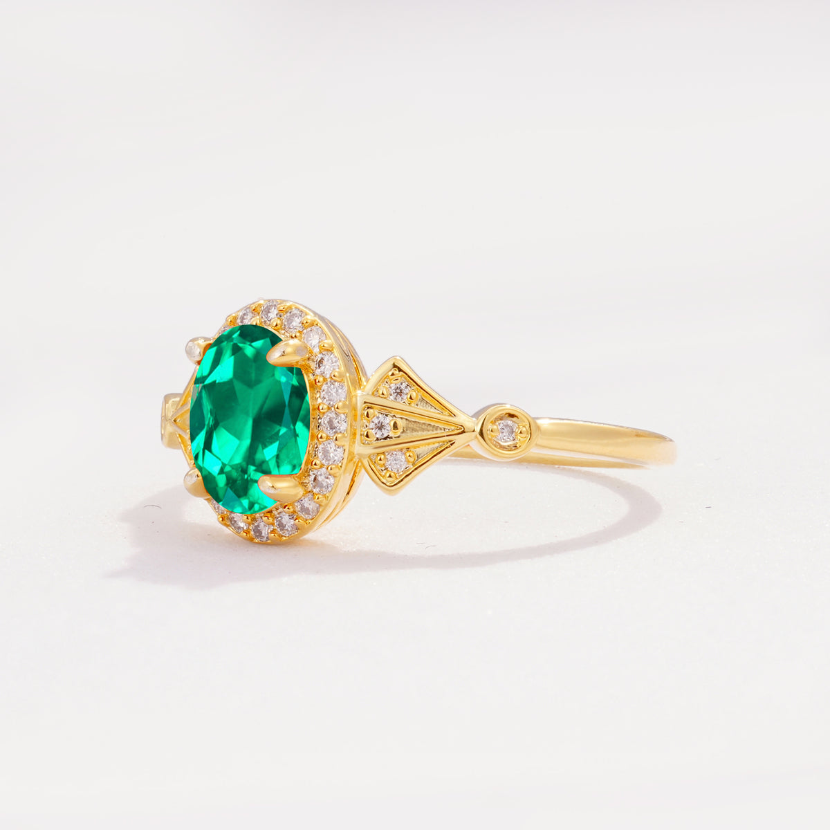 ML07052 Emerald Ring - White-Gold