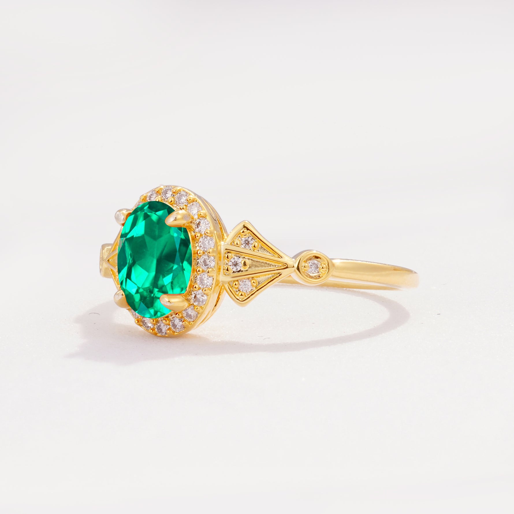 ML07052 Emerald Ring - White-Gold