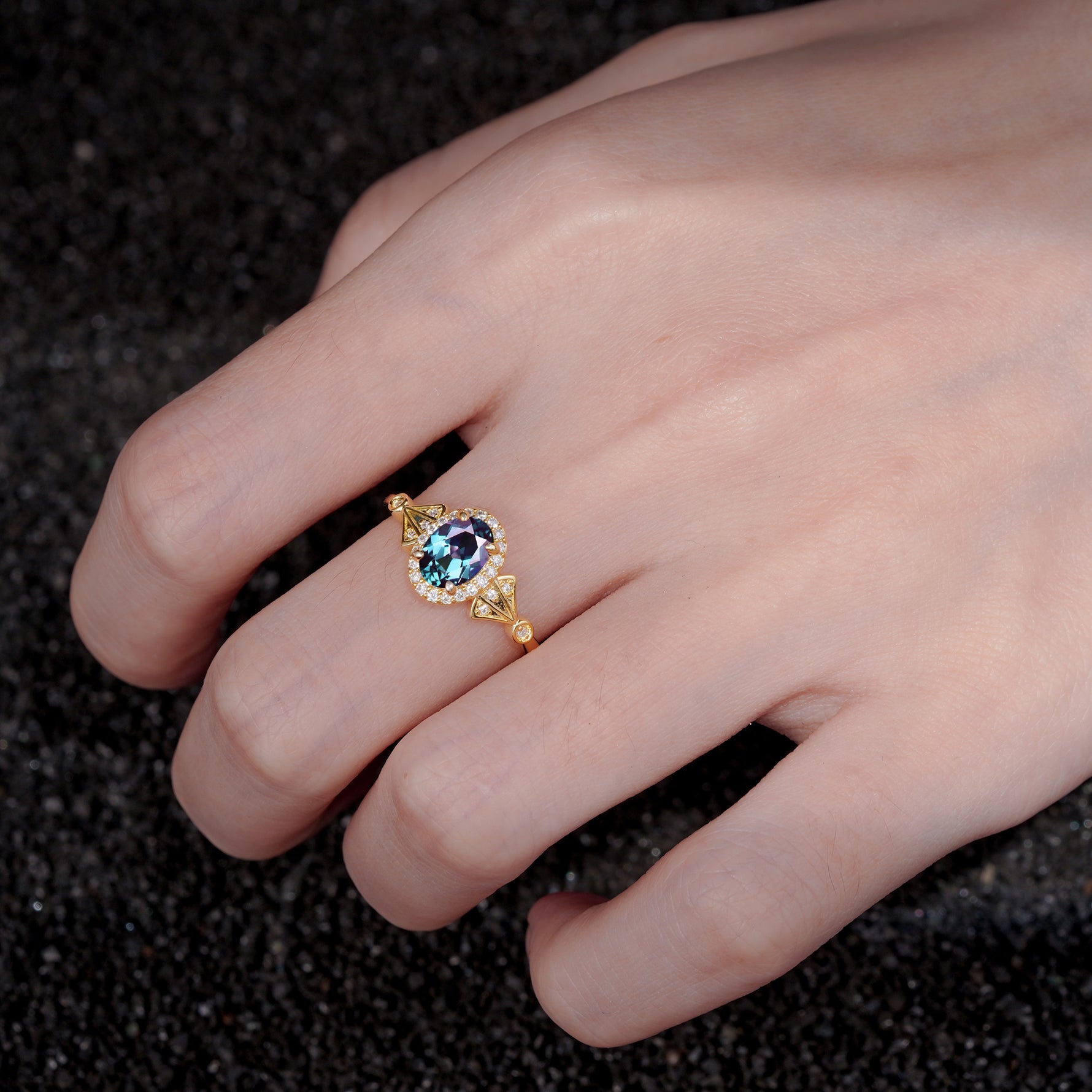 ML07052 Alexandrite Ring - Rose-Gold