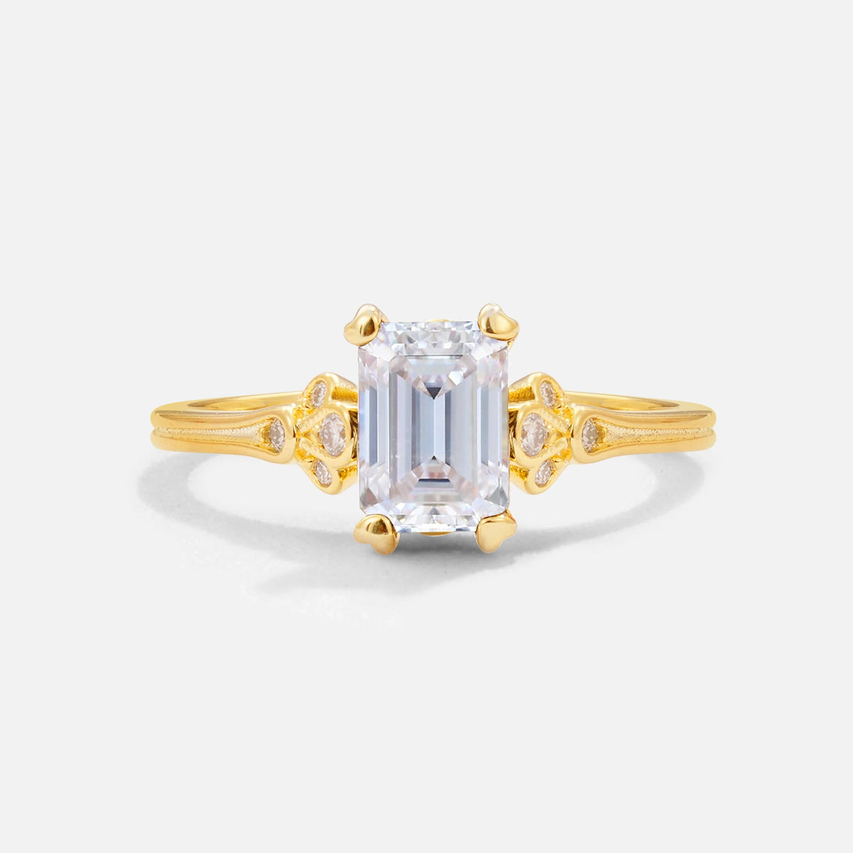 Classic 4-Prong Emerald-Cut Moissanite Engagement Ring