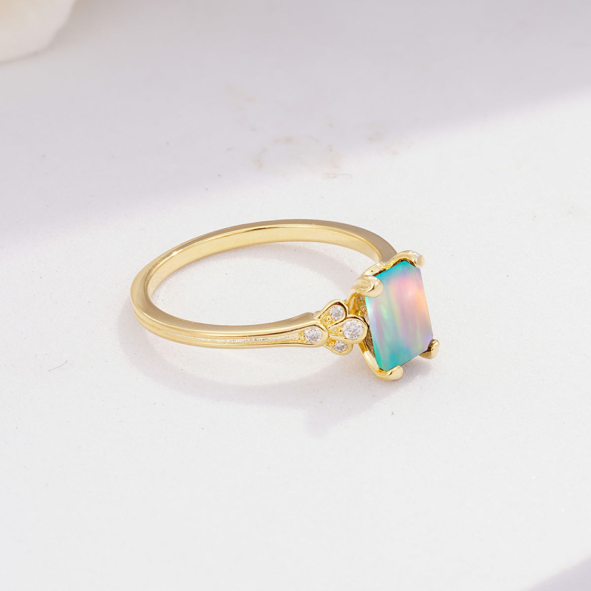 ML07055 Fire Opal Ring - White-Gold