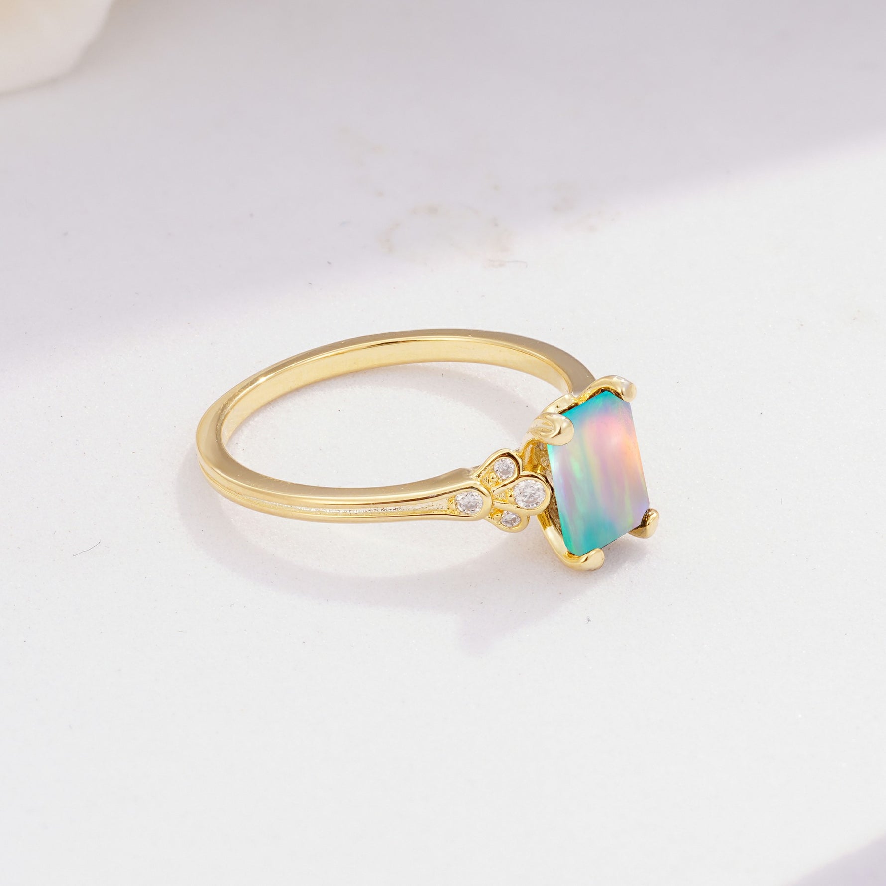 ML07055 Fire Opal Ring - White-Gold