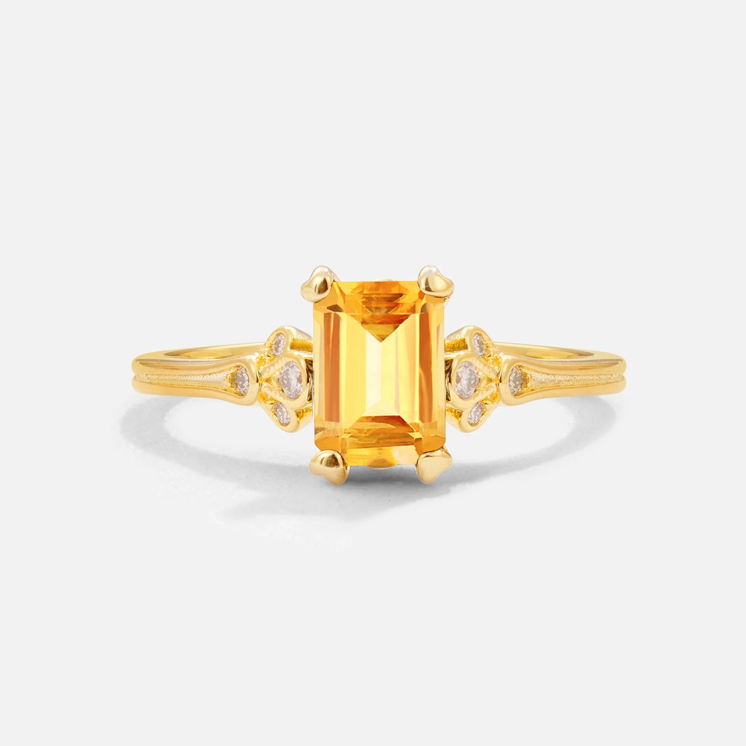 Classic 4-Prong Emerald-Cut Citrine Engagement Ring