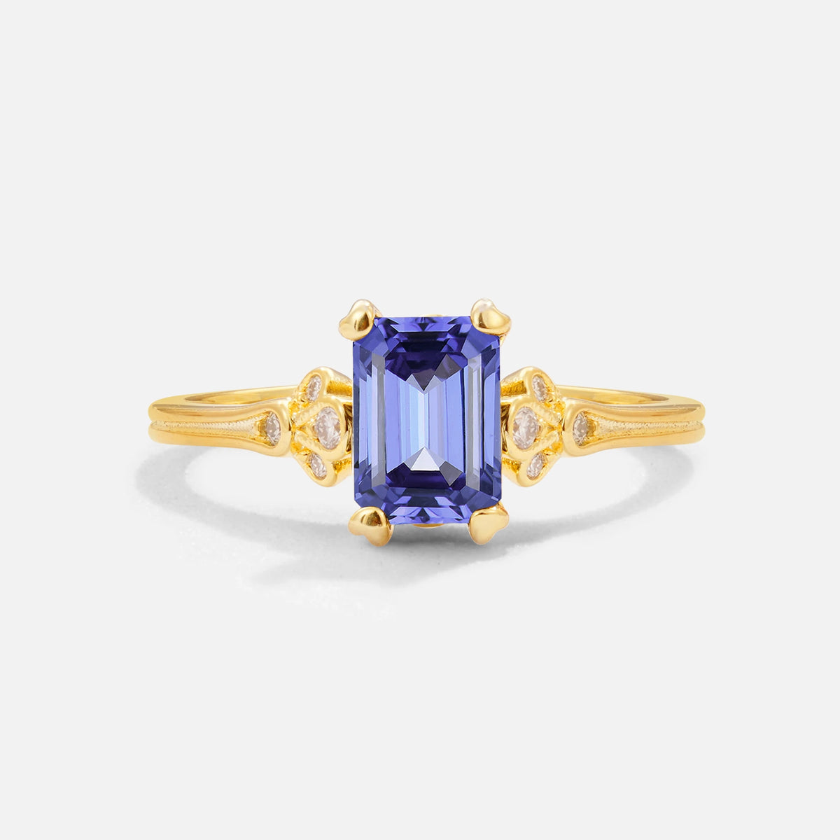 Classic 4-Prong Emerald-Cut Tanzanite Engagement Ring